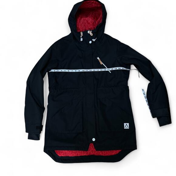 WEARCOLOUR Black Red Lined‎ Hooded Jacket Men's Size L Waterproof Snow Ski Coat - Picture 4 of 14